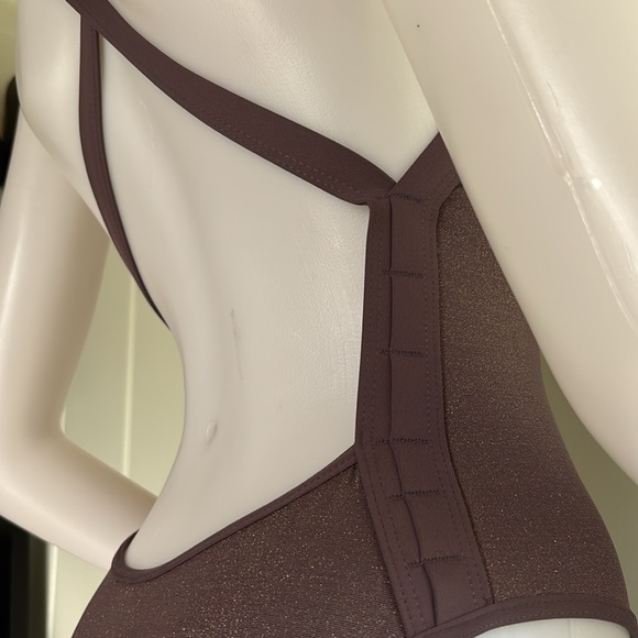 L*Space Swim Baewatch Cross-back, One-piece Swimsuit in Mauve w/ Gold Shimmer - Picture 9 of 16